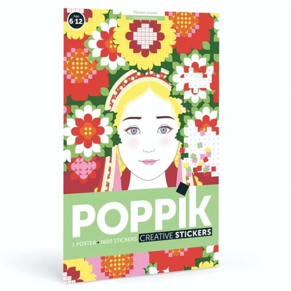 POPPIK Stickers Art Project for Kids and Family Book Fun Educational Activity Mosaic 1600 Sticker Paint by Number Flower-Crown