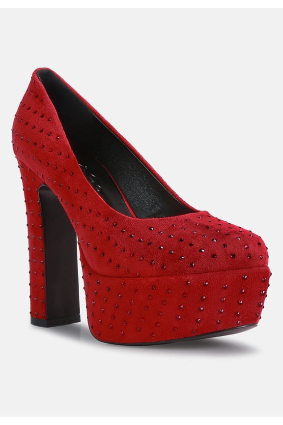 POPPINS Red Glinting Platform High Pumps