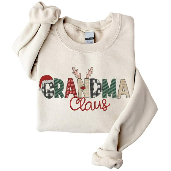 POPPOP Christmas Claus Embroidery Sweatshirt, Custom Mama Grandma Gigi Mimi Nickname, Gifts for Women Sweater