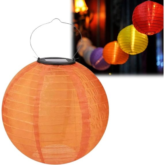POPQUS 12 Inch Waterproof Solar Lantern, Orange, Party Lanterns & Hanging Pom Poms