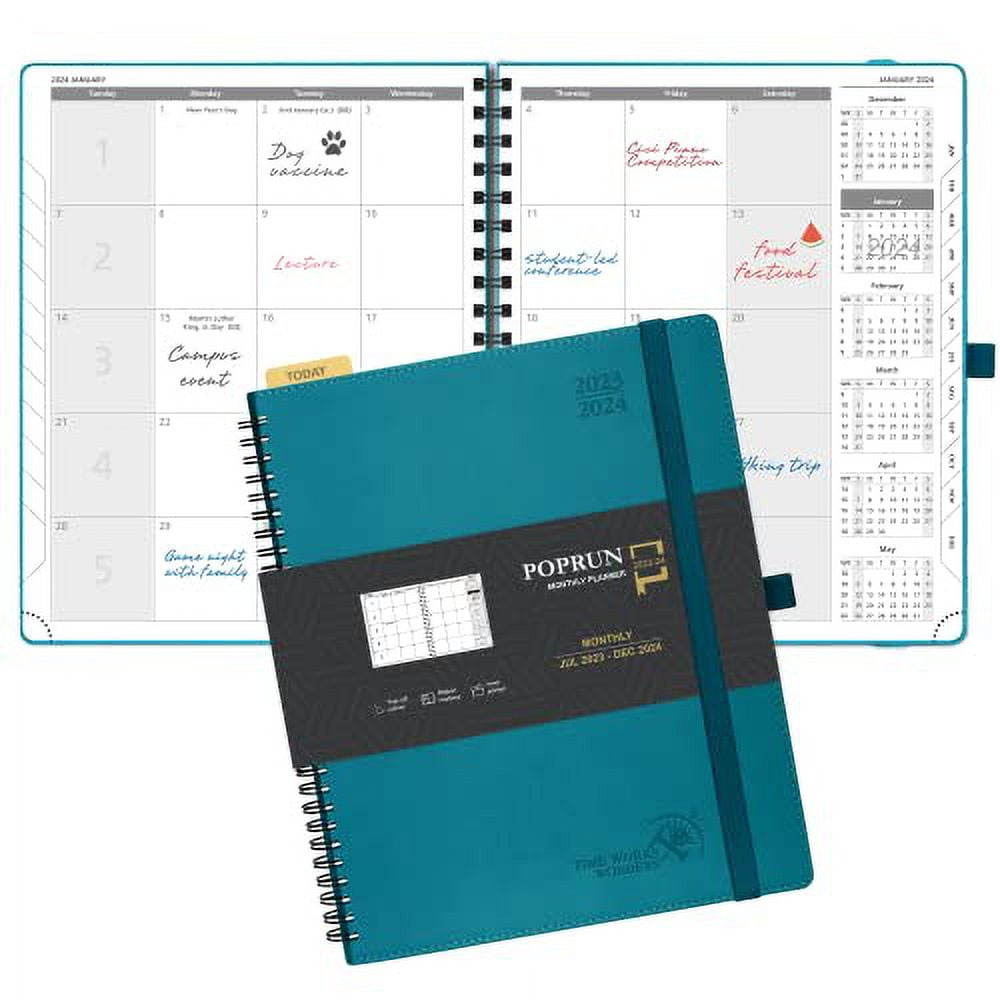 POPRUN 2025 Monthly Planner Spiral Bound (8.5'' x 10.5'') 18 Months
