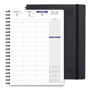 POPRUN Academic Planner 2025-2026, 8.5'' x 11'', 15-Minute Hourly Appointment Book(July 25-June 26) Weekly and Monthly with Laminated Tabs, 2 Pockets, Spiral-Bound Softcover, 100GSM - Black