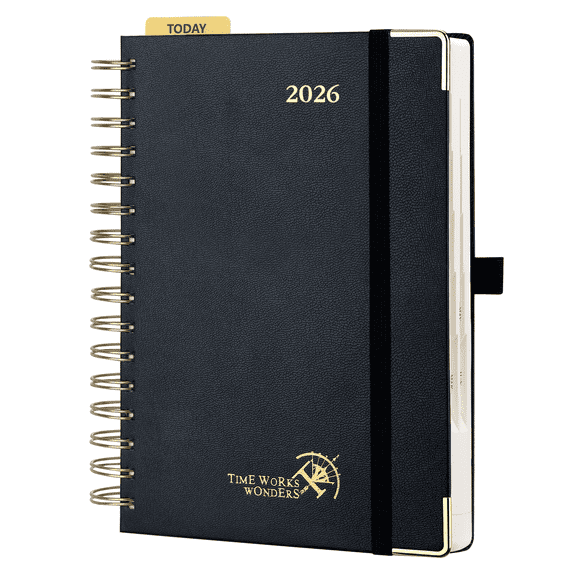 POPRUN 2026 Daily Planner One Page A Day, 8.5" x 5.75" Wire-Bound Hard ...