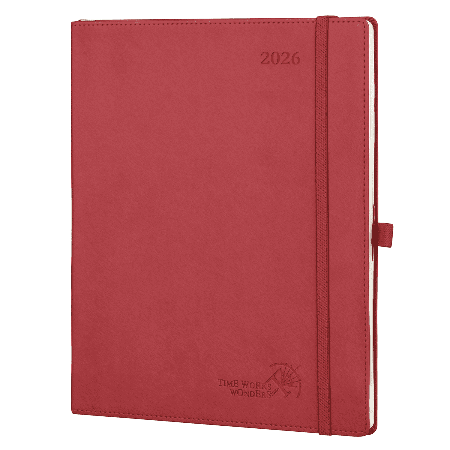 POPRUN 2026 Planner, Large - 8.5" x 10.5", 2026 Weekly Calendar (Jan. 2026 - Dec. 2026) with Hourly Time Slots, Weekly Appointment Book for Time Management, Leather Soft Cover - Burgundy Red