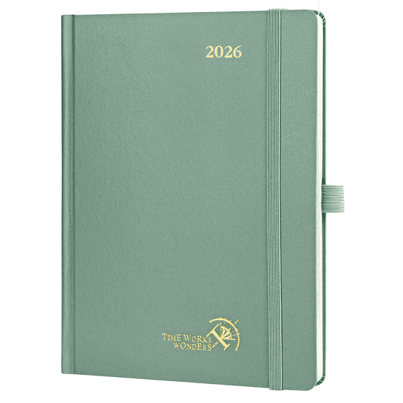 POPRUN 2026 Planner, Medium Size 6.5" x 8.5" Hardcover - Daily Weekly and Monthly Calendar Agenda 2026 Appointment Book with Hourly Time Slots, Monthly Tabs, 100 GSM - Midnight Green