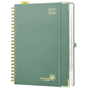 POPRUN Academic Daily Planner 2025-2026, A4 Large Size 8.5" x 12", Spiral Hard Cover Appointment Book with One Page A Day - Midnight Green