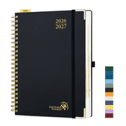 POPRUN 2026-2027 Daily Planner, 8.5 x 12, Jul.26-Jun.27 Academic Calendar Book with One Page Per Day Planner, Spiral Hard Cover, Black