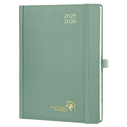 POPRUN Academic Planner 2025-2026, O7-6.5" x 8.5", Hard Cover, Daily Weekly and Monthly Appointment Book with Hourly Time Slots, 100 GSM, Midnight Green