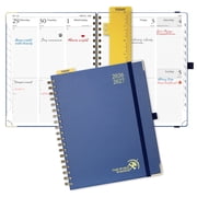 POPRUN Academic Planner 2026-2027, 8" x 10", (Jul.26-Jun.27) Weekly and Monthly Calendar with Hourly Time Slots, Spiral Hard Cover, 100 GSM Paper - Navy Blue