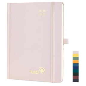 POPRUN Academic Planner 2026-2027, 6.5"x 8.5", (Jul.26-Jun.27) Weekly Monthly Appointment Book with Hourly Time Slots, Hardcover & Monthly Tabs, 100GSM Thick Paper - Light Pink