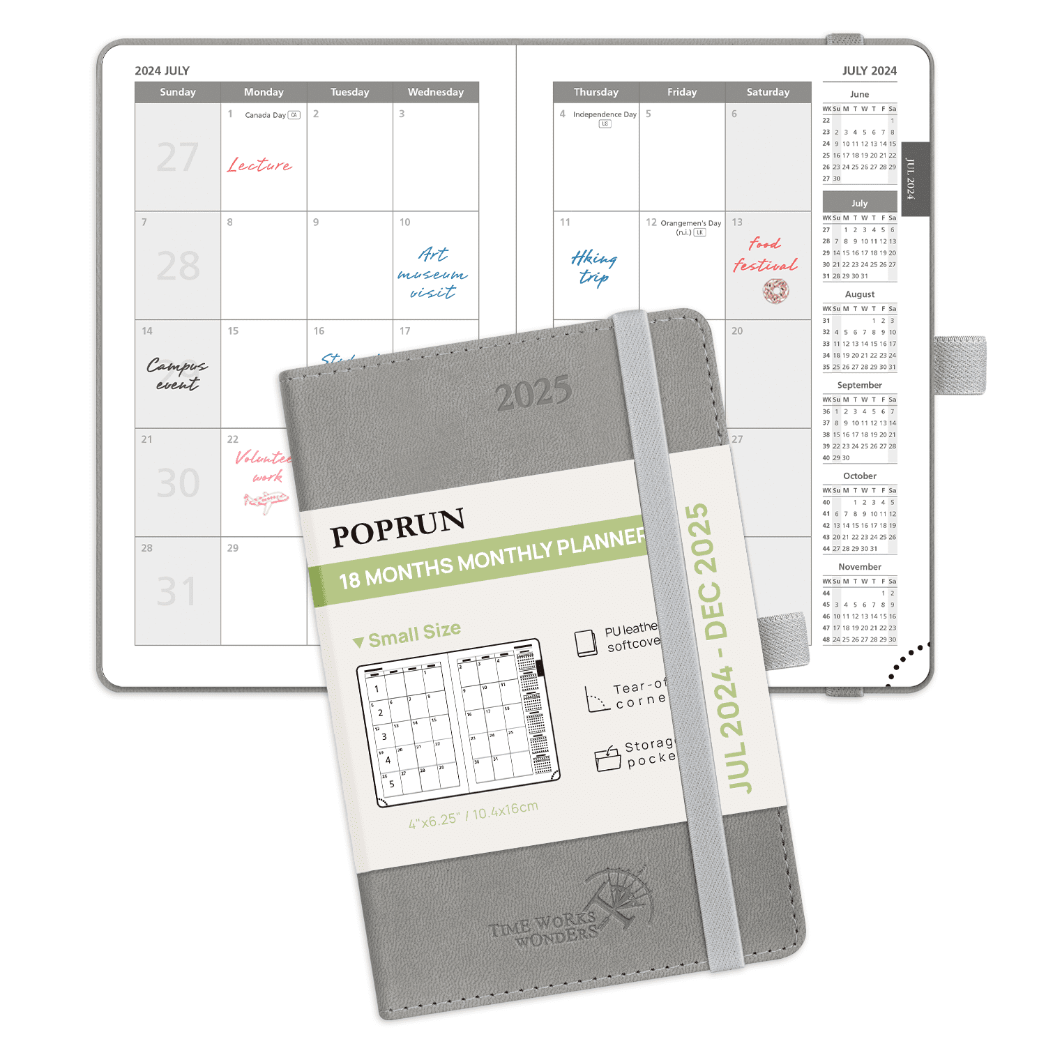 POPRUN Monthly Planner 20242025 18 Month Calendar Book for Purse