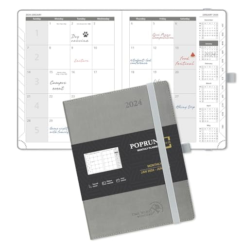 POPRUN Monthly Planner 20242025 (6.5'' x 8.5'') 18Month Calendar Book