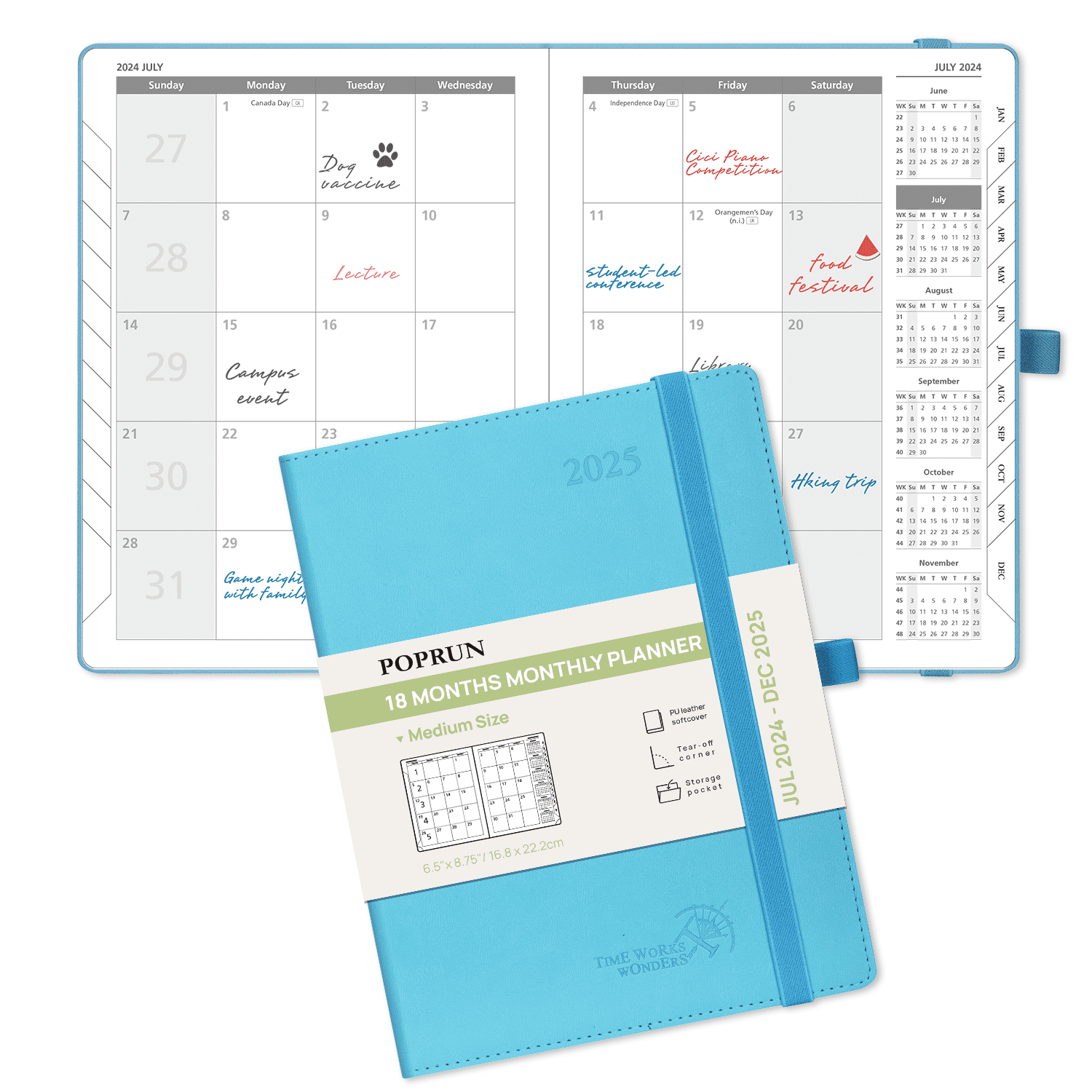 POPRUN Monthly Planner 2024-2025 (8.5