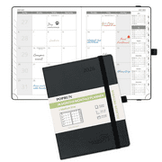 POPRUN Monthly Planner 2025-2026, Medium-6.5'' x 8.5'', 18-Month Academic Calendar Book (July 25-Dec 26) with Soft Cover, Monthly Tabs & Pocket, 100 GSM Paper - Black