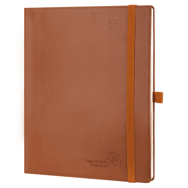POPRUN Planner 2025-2026, K7-8.5" x 10.5", Academic Weekly Calendar with Hourly Time Slots, Leather Soft Cover, 100GSM Papers, Brown