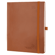 POPRUN Planner 2025-2026, K7-8.5" x 10.5", Academic Weekly Calendar with Hourly Time Slots, Leather Soft Cover, 100GSM Papers, Brown