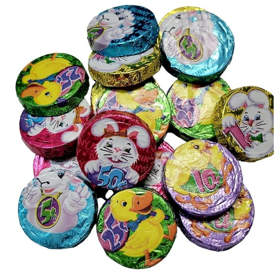 POPS TRADING COMPANY Since 1998 Easter Bunny Munny Chocolate Crisp Coins 8 ounces (26pc)