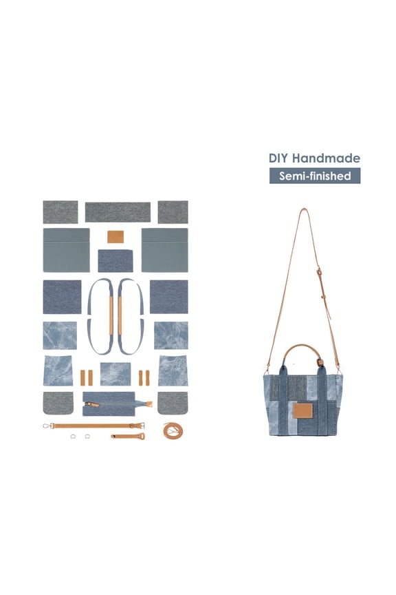 Contrast Denim Handbag Leather DIY Kits