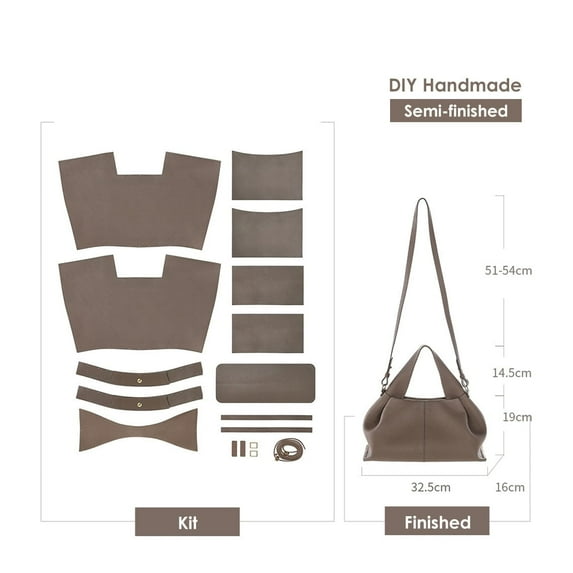 POPSEWING Top Grain Leather Cloud Bag Making DIY Kits