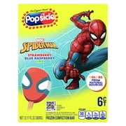 Popsicle Spiderman Colors from Natural Sources Stawberry Blue Raspberry Lime Ice Cream Bars, 6 Count