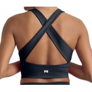 POPSUGAR Long Line Sports Bra Women, Workout Crop Tops for Women Longline Criss Cross Gym Yoga Tops with Built in Bra for Running Pilates Black Night, Large