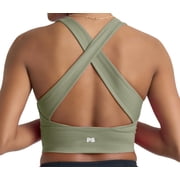 POPSUGAR Long Line Sports Bra Women, Workout Crop Tops for Women Longline Criss Cross Gym Yoga Tops with Built in Bra for Running Pilates Scout, XLarge
