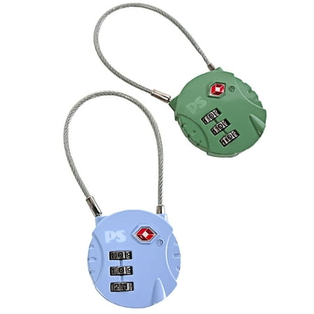 Popsugar TSA Locks for Luggage - 2 Pack Keyless Cable Lock 3 Digit Combination Padlock for Suitcase