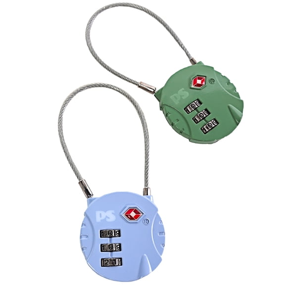 Popsugar Luggage Lock - 2 Pack Keyless TSA Approved 3 Digit Cable Combination Locks for Suitcase
