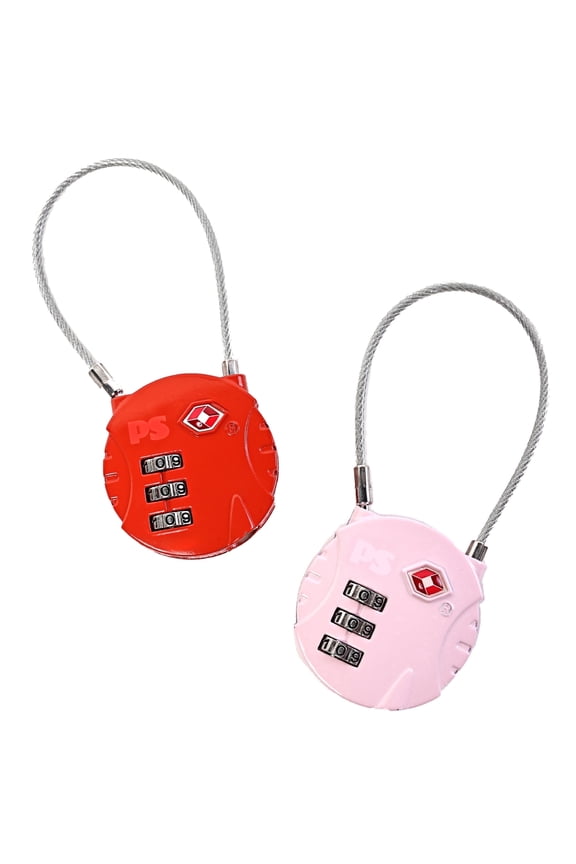Luggage Lock - 2 Pack Keyless TSA Approved 3 Digit Cable Combination Locks for Suitcase