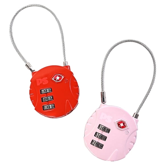 Popsugar Luggage Lock - 2 Pack Keyless TSA Approved 3 Digit Cable Combination Locks for Suitcase