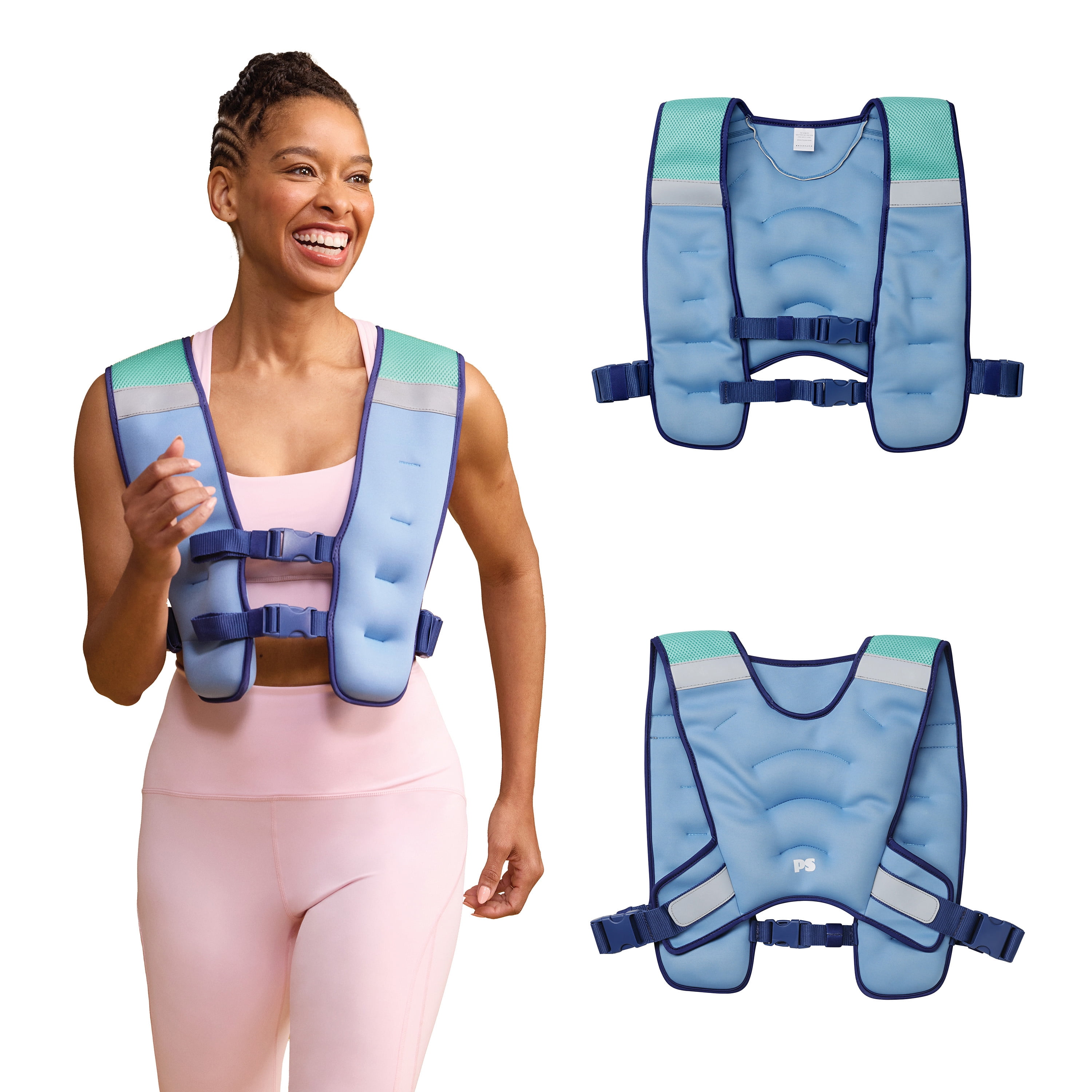 Popsugar 10lb Adult Weighted Vest, Blue, Unisex Adult Sizing