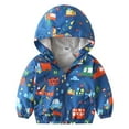 thumbnail image 1 of POPTEM Boy Jacket Hooded Car Print Long Sleeve Zip Up Windbreaker Blue 2-6T, 1 of 3