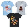 thumbnail image 1 of POPTEM Boys 3-Pack T-Shirt Airplane Train Excavator Graphic Tee Short Sleeves Top 2-7T, 1 of 5