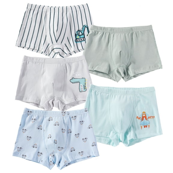 POPTEM Boys Boxer Briefs Excavator Graphics Cotton Underwear 5-Pack Size 6