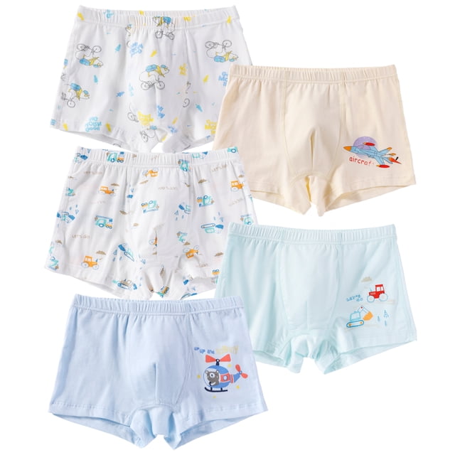 POPTEM Boys Underwear Soft Cotton Boxer Briefs Rocket Graphics 5-Pack Size 8
