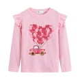thumbnail image 1 of POPTEM Girl Long Sleeve Shirt for Valentines Day Ruffle Trims Crewneck Girls Clothes Pink 6T, 1 of 5
