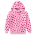 thumbnail image 1 of POPTEM Girls Valentines Day Sweatshirt Heart Print Hoodie Zip Up Jacket Pink Size 6, 1 of 7