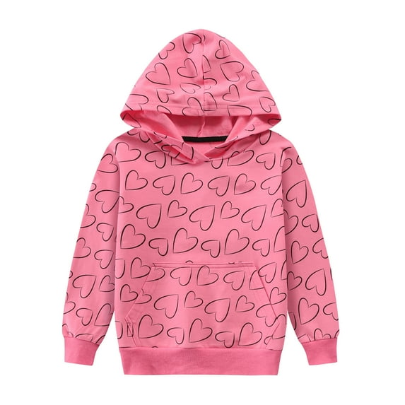 POPTEM Girls Hoodie with Pocket Sweatshirt Heart Long Sleeve Shirt Girls Clothes 6T