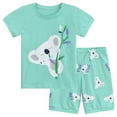 thumbnail image 1 of DDSOL Girls Pajamas Koala Graphic Short Sleeves Pjs Cotton 2-Piece Sleepwear Sets Mint Green 2-7T, 1 of 8
