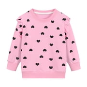POPTEM Girls Valentines Day Sweatshirts Heart Graphics Long Sleeves Shirt Pink Size 6