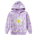 thumbnail image 1 of POPTEM Girls Hoodie Daisy Graphic Hooded Sweatshirt Zip-Up Jacket Purple Size 7, 1 of 7