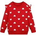 thumbnail image 1 of POPTEM Sweatshirts for Girls Heart Graphic Long Sleeve with Ruffle Trims Kids Red Clothes 6T, 1 of 5