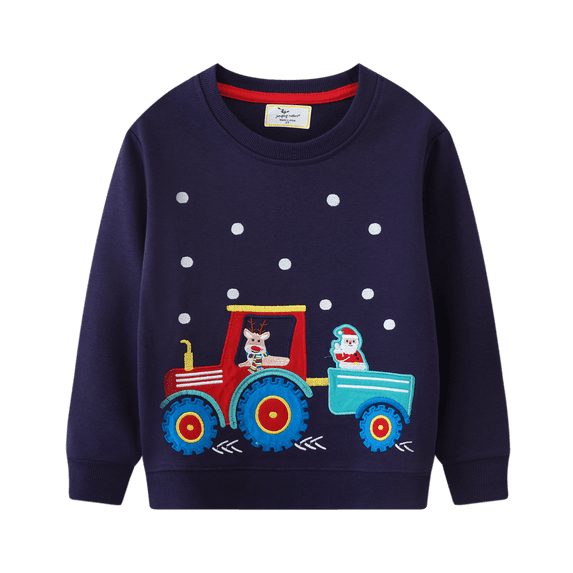 POPTEM Toddler Boys Christmas Sweatshirt Crewneck Santa Long Sleeve Shirt Casual Clothes 4T