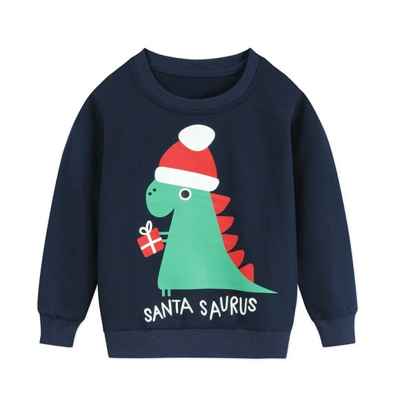 POPTEM Toddlers Christmas Sweatshirts Dinosaur Sweater Long Sleeve Shirt Casual Pullover 2t