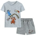 thumbnail image 1 of POPTEM Toddler Boys Shirt and Shorts Sets Short Sleeves Outfits 2-Piece Gray 5T, 1 of 11