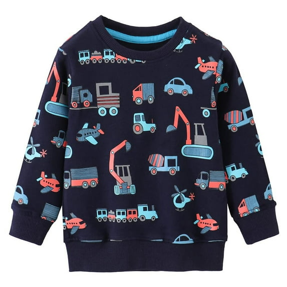 POPTEM Toddler Sweatshirt Boys Sweatshirts Crewneck Truck Long Sleeve Shirts Boys Clothes 2T