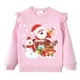 thumbnail image 1 of POPTEM Toddler Girls Christmas Sweatshirt Santa Graphic Ruffle Sleeves Tops Pink 4T, 1 of 7