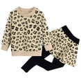 thumbnail image 1 of POPTEM Toddler Girls Clothes 2-Piece Leopard Sweatshirt and Leggings Sets Brown Outfits 4T, 1 of 8