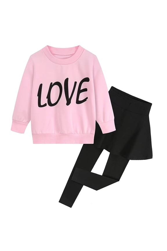 Toddler Girls 2-Piece Graphic Sweatshirt and Leggings Sets Pink Outfits 5T