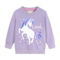 thumbnail image 1 of POPTEM Toddler Girls Sweatshirts Unicorn Print Cotton Pullover Long Sleeve Casual Outdoor Tops Purple 5t, 1 of 5